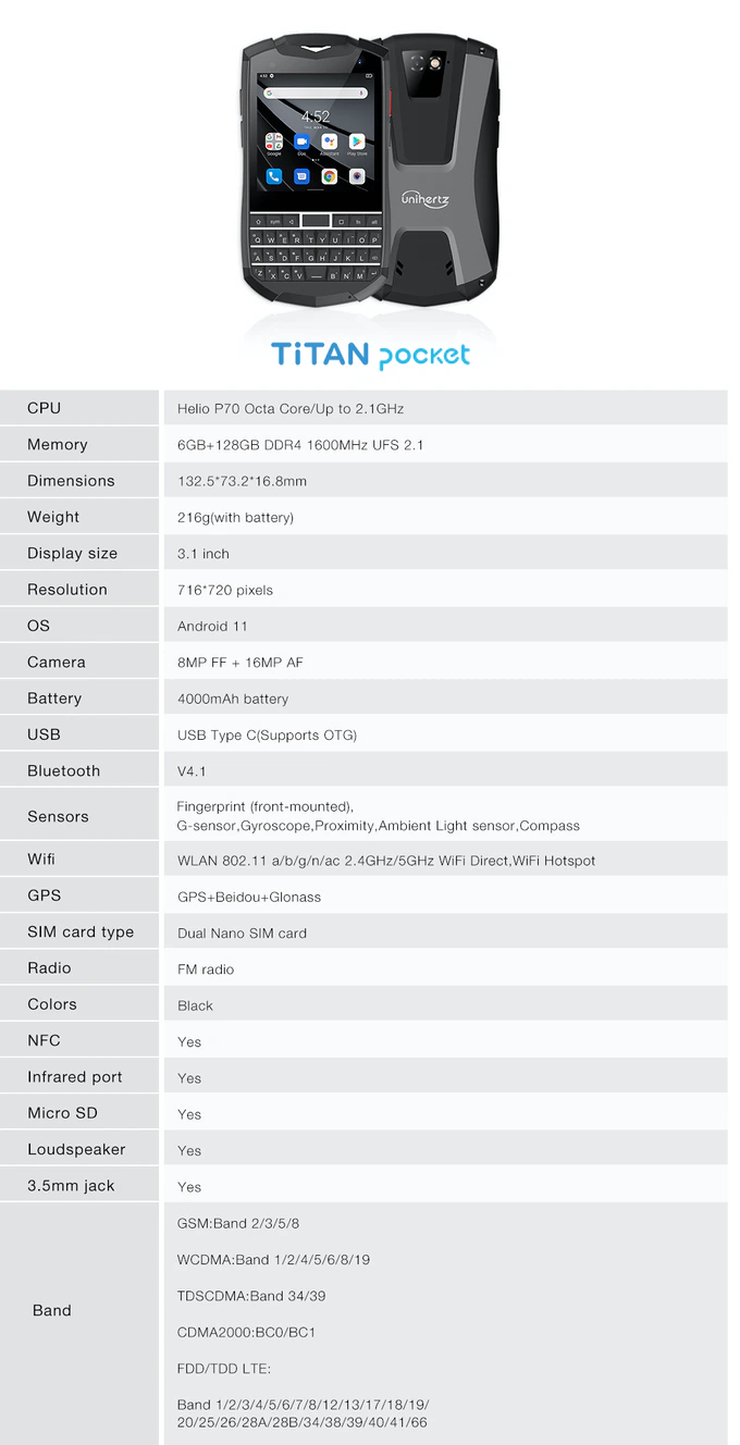 The Titan Pocket's full specs. (Source: Unihertz)