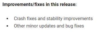 The changelog for the firmware update for some Polar smartwatches. (Image source: Polar)