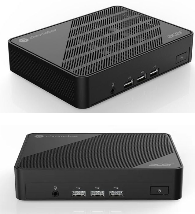 Side and front view of Chromebox Mini (Image source: Liliputing)