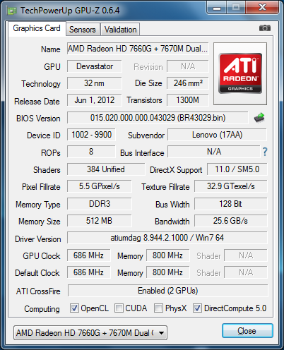 Amd Radeon Hd 7660g Hd 7670m Dual Graphics   Windows 8 img-1