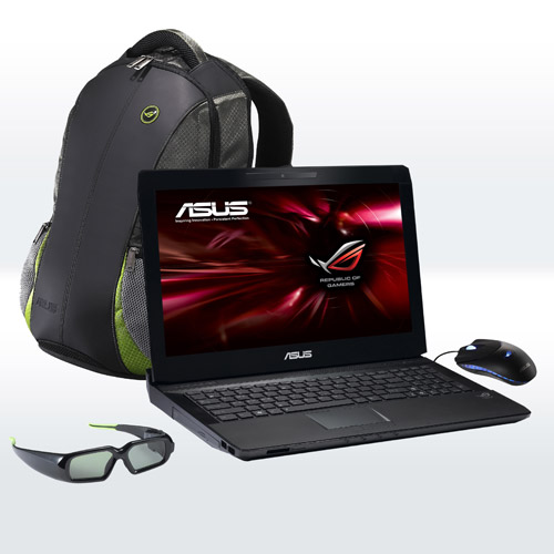 The 3D ASUS G53Jw comes with a Razer gaming mouse and ROG backpack.