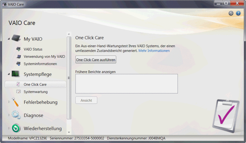 Assist-key: access to Vaio Care