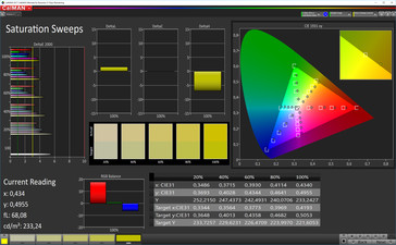 CalMAN: Colour Saturation – Normal colour mode, sRGB target colour space