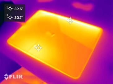 The glass-covered front is hard to assess via infrared heatmap