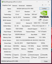 The "GeForce GTX 1650" in the X1 Extreme Gen 2. (Image source: Notebookcheck)
