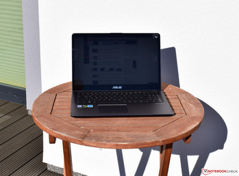 The Asus ZenBook Flip 15 in bright sunlight