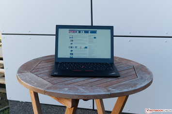 Lenovo ThinkPad A285 outdoors in the shade