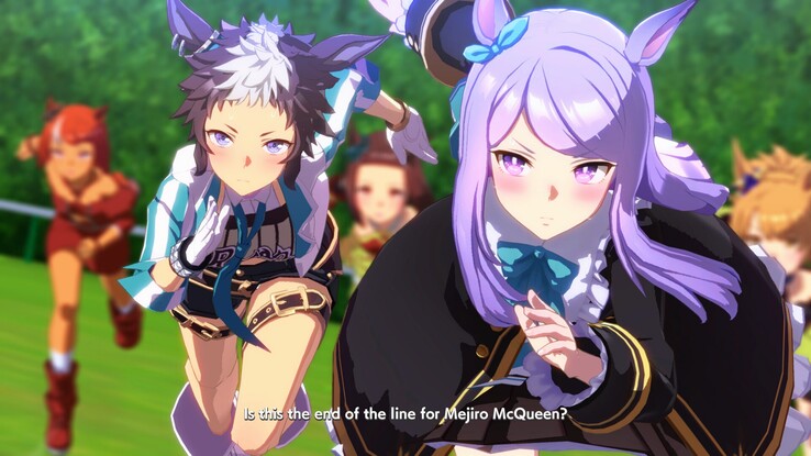 Umamusume: Pretty Derby anime jockeys running (Image source: Steam)