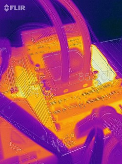 A heat map of the Enermax Liqtech 240 cooler during a stress test with the processor running at 4.1 GHz.