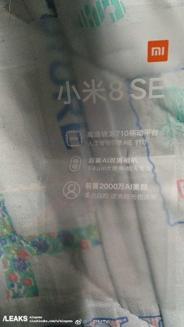 Xiaomi Mi 8 SE display sticker. (Source: Slashleaks)