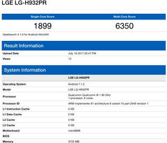 LG V30/LG-H932PR specs on Geekbench show Snapdragon 835 processor and 4 GB RAM