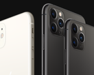 The iPhone 11 smartphones feature two or three camera sensors inside square-shaped housings. (Image source: Apple)
