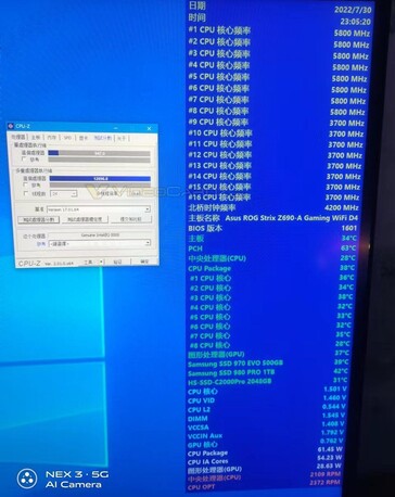 Core i7-13700K tested on 5.8 GHz. (Source: Anonymous)