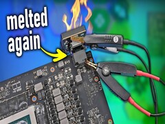 RTX 4090 with melted 12VHPWR power connector (Image source: Der8auer YouTube channel)