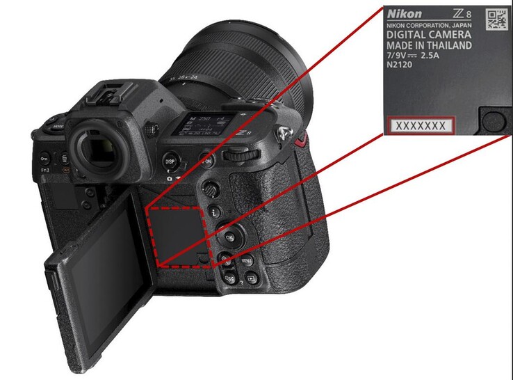 Nikon's service advisory offers guidance on where to find the serial number on the Z8 camera body. (Image source: Nikon)
