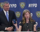 NY Mayor Bill de Blasio with NYPD deputy commissioner for IT, Jessica Tisch. (Source: NY Post)