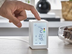 The IKEA VINDSTYRKA smart air quality sensor can be linked to other smart home products. (Image source: IKEA)