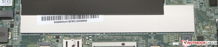 The soldered-in RAM is located under a protective cover.