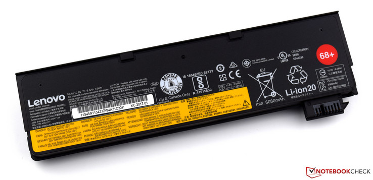 Large 72-Wh lithium-ion battery