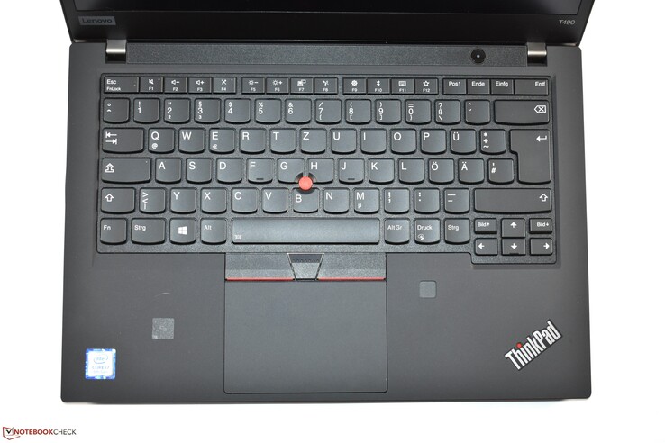 Keyboard area of the Lenovo ThinkPad T490