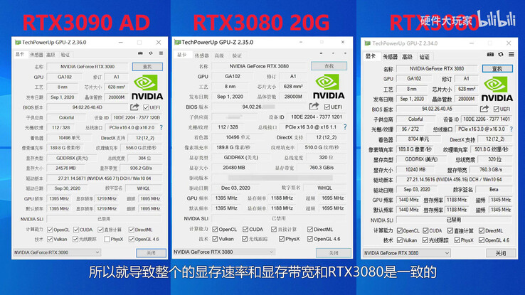 The RTX 3080 Ti, also referred to as the RTX 3080 20 GB, in GPU-Z. (Image source: Big Hardware Player)