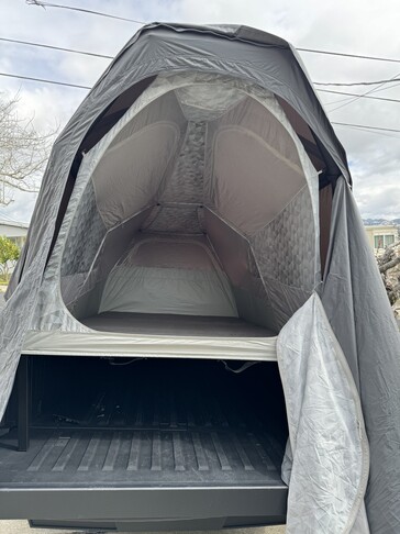 The interior of the Cybertruck Basecamp tent looks far less spacious than initially advertised. (Image source: Cybertruck Owners' Club)