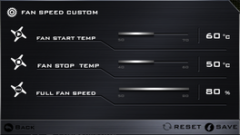 Custom fan speed settings