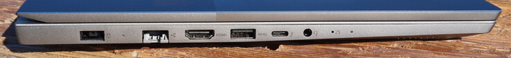 Left: power port, LAN port, HDMI 2.0, USB-A (10 Gbit/s), Thunderbolt 4, headset jack
