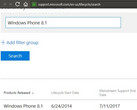 Windows Phone 8.1 support details official page shows mainstream support ending July 11, 2017