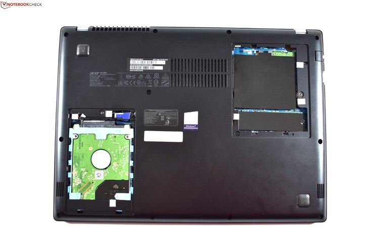 View of the internal components of the Acer TravelMate X3410.