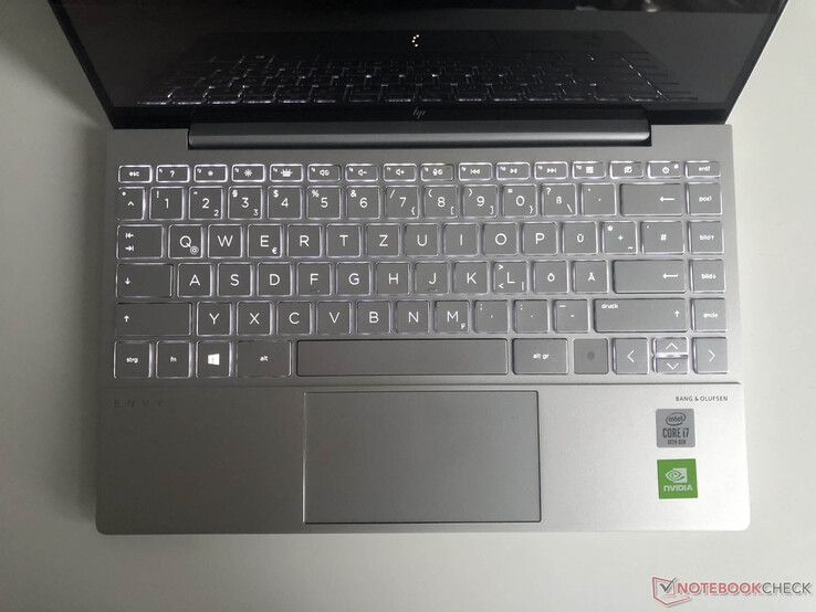 The keyboard of the HP Envy 13-ba0001ng has backlighting