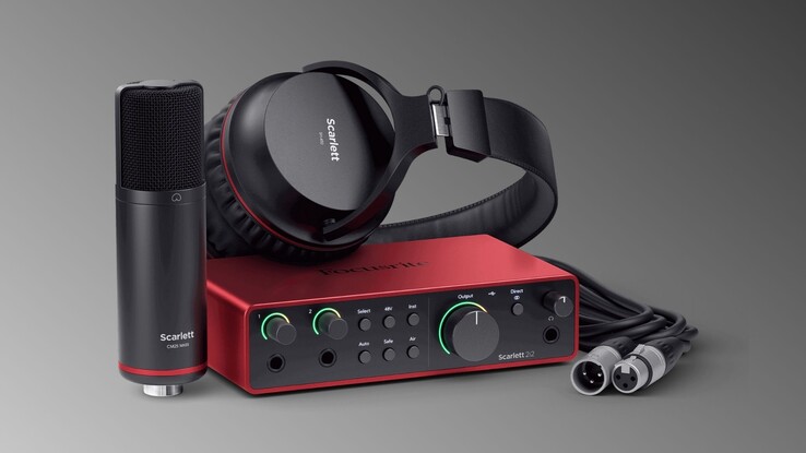 The Scarlett 2i2 Studio bundle conveniently includes a condenser microphone and reference headphones (Image Source: Focusrite)