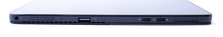 Left side: headphone jack, volume rocker, USB 3.1 Gen 1 port, 2x USB Type-C (Display Port)