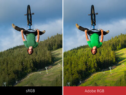 Color saturation comparison between sRGB and Adobe RGB. (Image Source: Viewsonic)