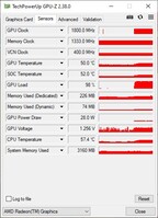 Lenovo IdeaPad Flex 5 GPU-Z: Sensors tab (in the stress test)