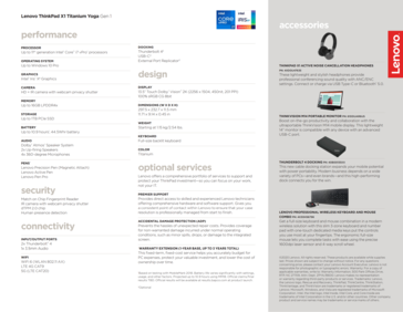 Lenovo ThinkPad X1 Titanium Gen 1 specifications (continued)