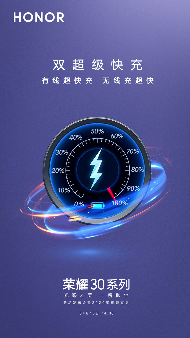 A new leaked poster allegedly hypes the Honor 30 and its charging rate. (Source: Weibo via IndiaShopps)
