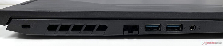 Left side: Kensington Security Slot, Gigabit Ethernet port, two USB 3.2 Gen 1 Type-A ports, combination headphone/microphone jack