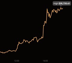 Bitcoin historical maximum value of US$20,735.61 recorded on December 16 2020 (Source: Coin Stats)
