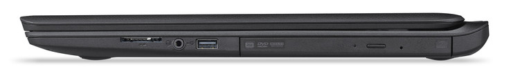 Right-hand side: SD card reader, headphone jack, USB 2.0 Type-A, DVD drive