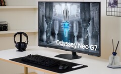 The new 43-inch Samsung Odyssey Neo G7 monitor uses quantum matrix technology. (Image source: Samsung)