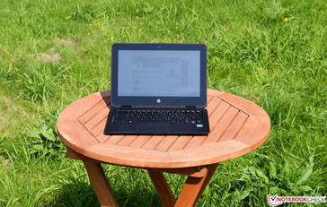 The HP ProBook X360 11 in sunlight