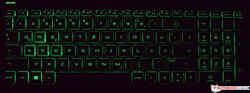 The backlit keyboard of the HP Pavilion Gaming 16
