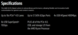 AMD X570 chipset specifications. (Source: AMD)