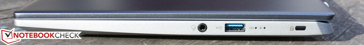 Right: Combined audio port, USB-A 3.1, Kensington Lock
