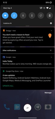Notifications now get a dark treatment in Android 10's Dark Mode.