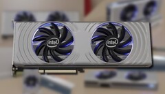 Arc Alchemist&#039;s GPU die measures nearly 400mm2, roughly the same size as GA104 (Image source: Intel)