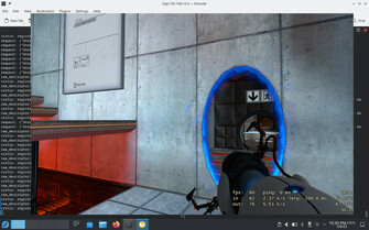 Screenshot of Portal with approx. 60 FPS in a virtual machine (Image: Asahi Blog).