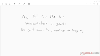 Handwriting sample using the included stylus.