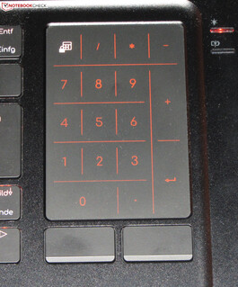 A numpad can be displayed on the touchpad